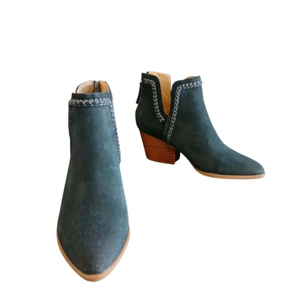 Dolce Vita Dylan Dark Gray Suede Pointed Heeled Booties Size 6 Western Bootie